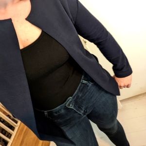 philosophy republic navy blue pull on light sweater size S